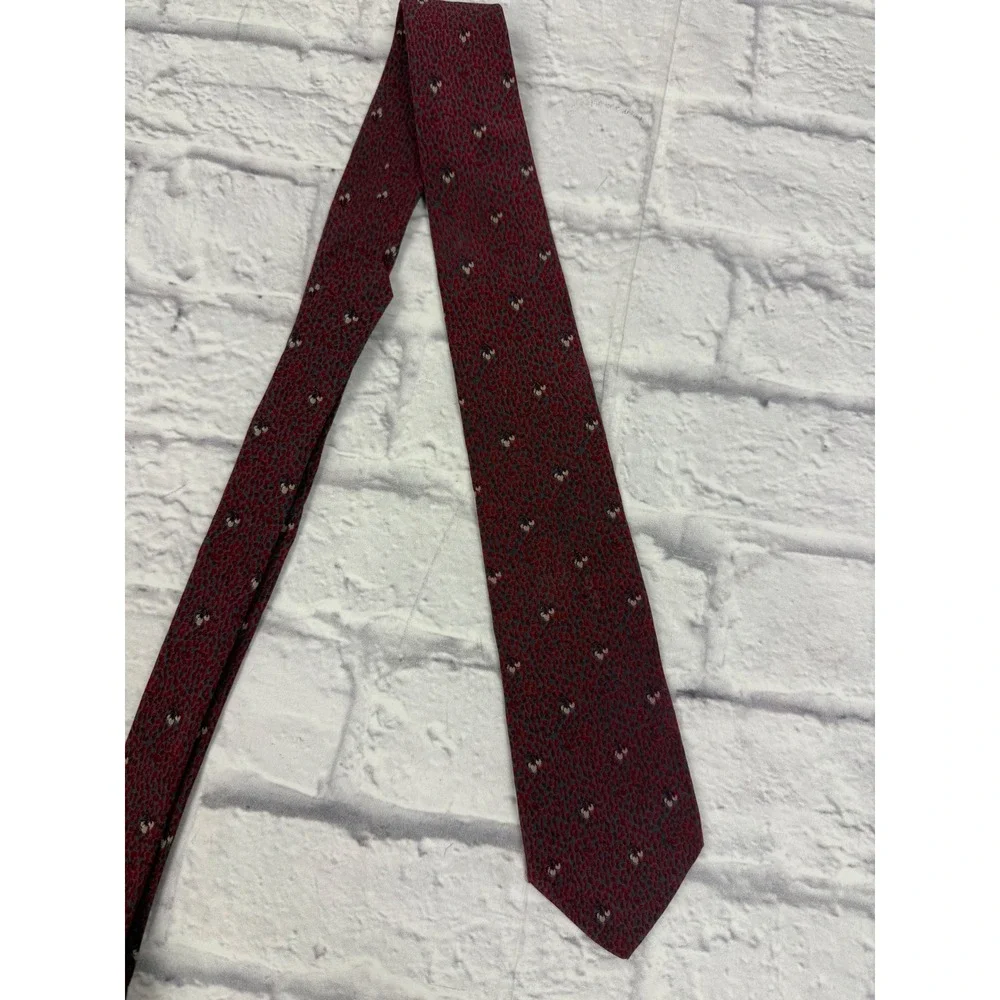 Valentino Garavani Silk Tie Mens Red Grey Vintage Print Made in Italy Designer